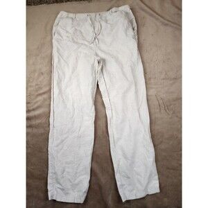 vintage Cherokee Women's Size L White Linen Cotton Drawstring Straight Leg Pants